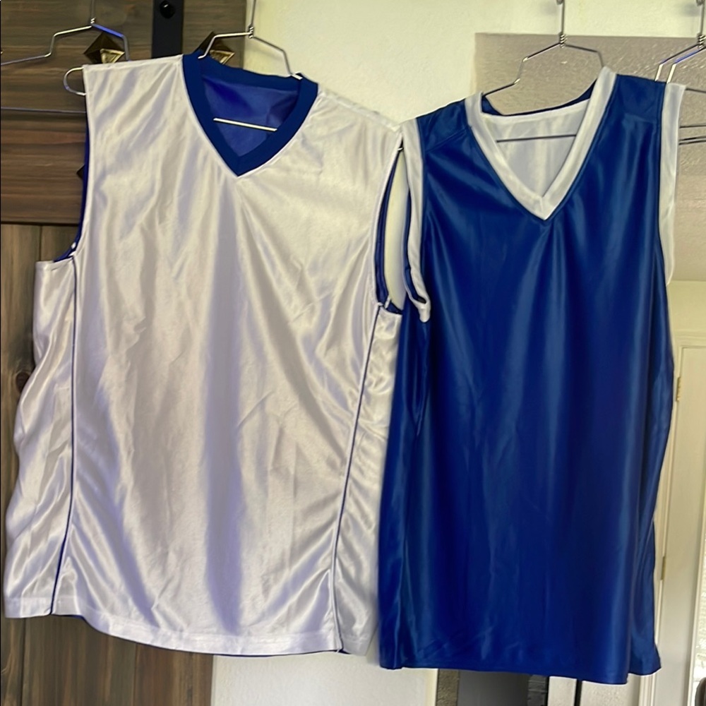 Reversible Blue and White Basketball Jerseys